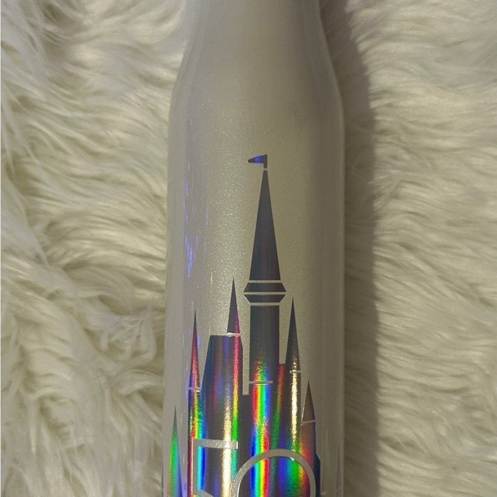 Disney 50th Stainless Steel Water Bottle Metal Tumbler White Iridiscent